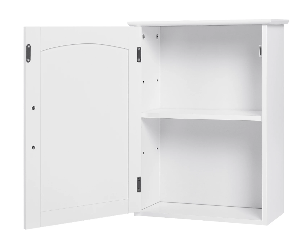 Hangende Badkamerkast met Deur – Wandkast met Verstelbare Legplank, Compact en Praktisch