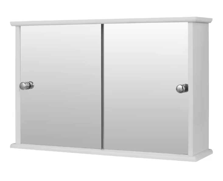 Badkamer Spiegelkast met 2 Spiegeldeuren – Compacte Wandkast met Opbergruimte