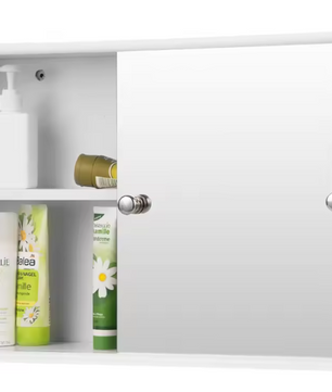 Badkamer Spiegelkast met 2 Spiegeldeuren – Compacte Wandkast met Opbergruimte
