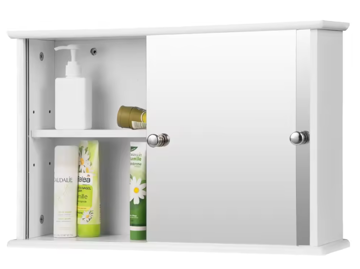 Badkamer Spiegelkast met 2 Spiegeldeuren – Compacte Wandkast met Opbergruimte