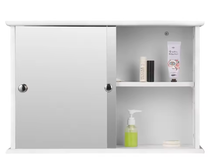 Badkamer Spiegelkast met 2 Spiegeldeuren – Wandkast met Verstelbare Legplank