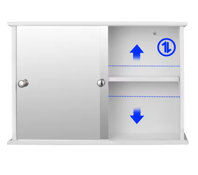 Badkamer Spiegelkast met 2 Spiegeldeuren – Compacte Wandkast met Opbergruimte