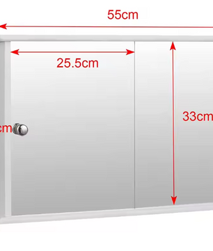 Badkamer Spiegelkast met 2 Spiegeldeuren – Compacte Wandkast met Opbergruimte