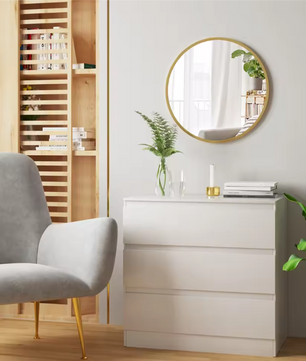 Ronde Wandspiegel met Metalen Frame – Moderne Hangende Spiegel voor Badkamer, Slaapkamer en Hal