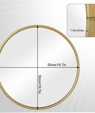 Ronde Wandspiegel met Metalen Frame – Moderne Hangende Spiegel voor Badkamer, Slaapkamer en Hal