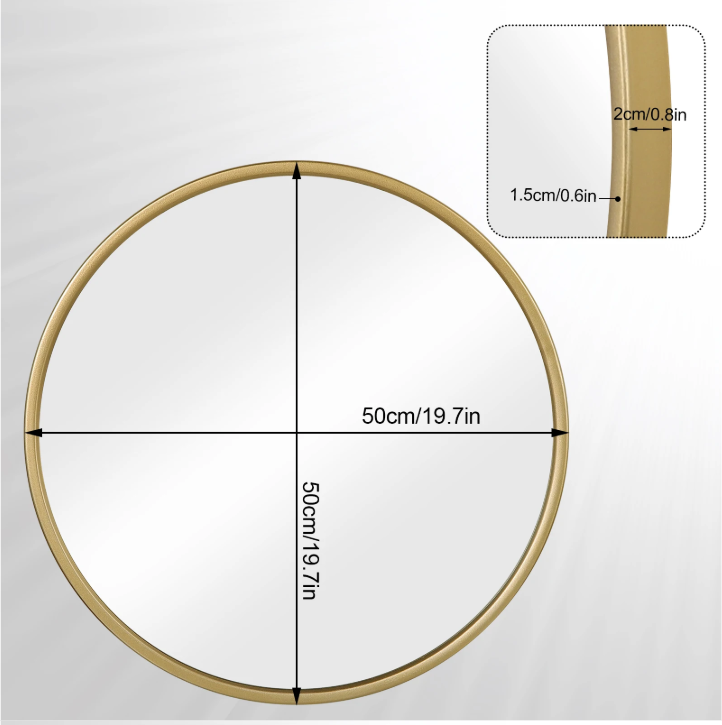 Ronde Wandspiegel met Metalen Frame – Moderne Hangende Spiegel voor Badkamer, Slaapkamer en Hal