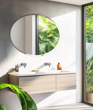 Ovale Wandspiegel zonder Frame – Facetrand Spiegel voor Badkamer, Hal en Woonkamer