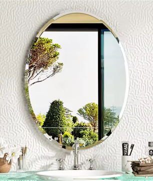 Ovale Wandspiegel zonder Frame – Facetrand Spiegel voor Badkamer, Hal en Woonkamer