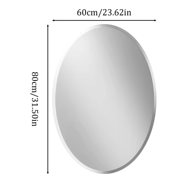 Ovale Wandspiegel zonder Frame – Facetrand Spiegel voor Badkamer, Hal en Woonkamer