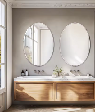 Ovale Wandspiegel zonder Frame – Facetrand Spiegel voor Badkamer, Hal en Woonkamer