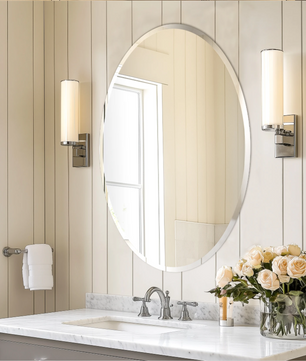 Ovale Wandspiegel zonder Frame – Facetrand Spiegel voor Badkamer, Hal en Woonkamer