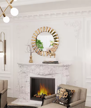 Ronde Sunburst Wandspiegel – Decoratieve Spiegel met Facetrand voor Interieur