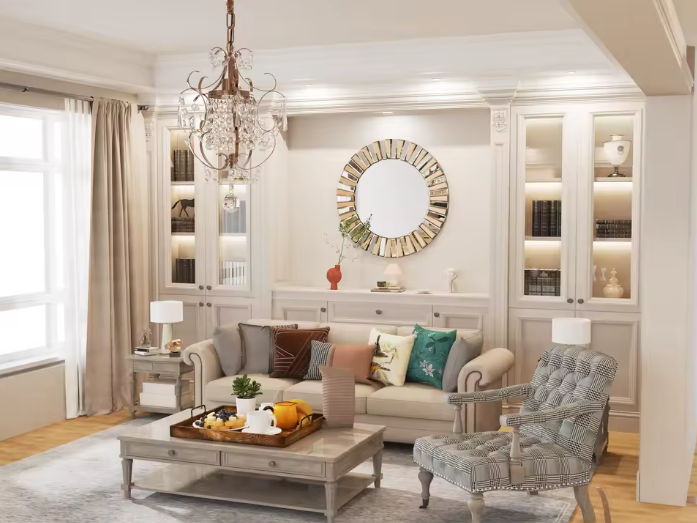 Ronde Sunburst Wandspiegel – Decoratieve Spiegel met Facetrand voor Interieur