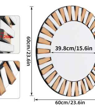 Ronde Sunburst Wandspiegel – Decoratieve Spiegel met Facetrand voor Interieur
