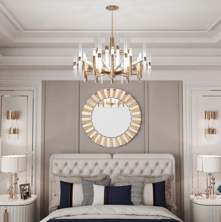 Ronde Sunburst Wandspiegel – Decoratieve Spiegel met Facetrand voor Interieur