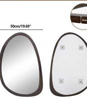 Asymmetrische Wandspiegel met Houten Frame – Industriële Design Spiegel voor Interieur