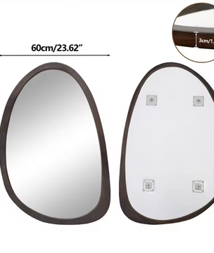 Asymmetrische Wandspiegel met Houten Frame – Industriële Design Spiegel voor Interieur