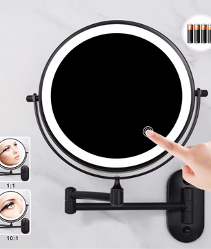 Wandgemonteerde Make-up Spiegel met Verlichting – 10x Vergrotende Badkamerspiegel