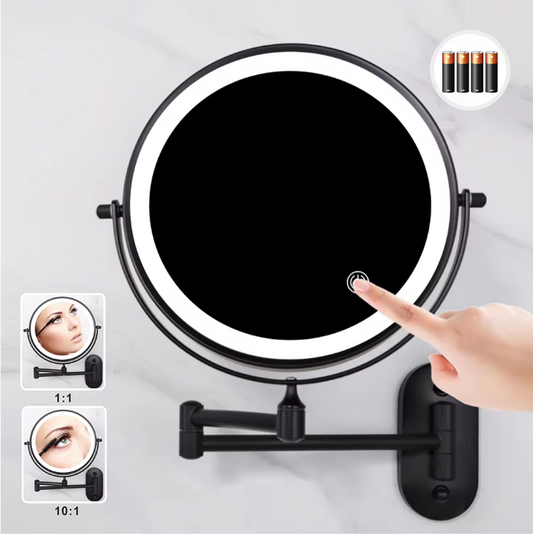 Wandgemonteerde Make-up Spiegel met Verlichting – 10x Vergrotende Badkamerspiegel