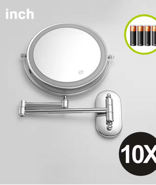 Wandgemonteerde Make-up Spiegel met Verlichting – 10x Vergrotende Badkamerspiegel