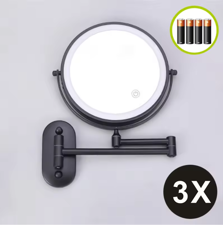 Wandgemonteerde Make-up Spiegel met Verlichting – 10x Vergrotende Badkamerspiegel