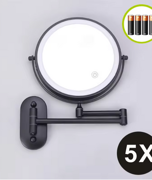 Wandgemonteerde Make-up Spiegel met Verlichting – 10x Vergrotende Badkamerspiegel