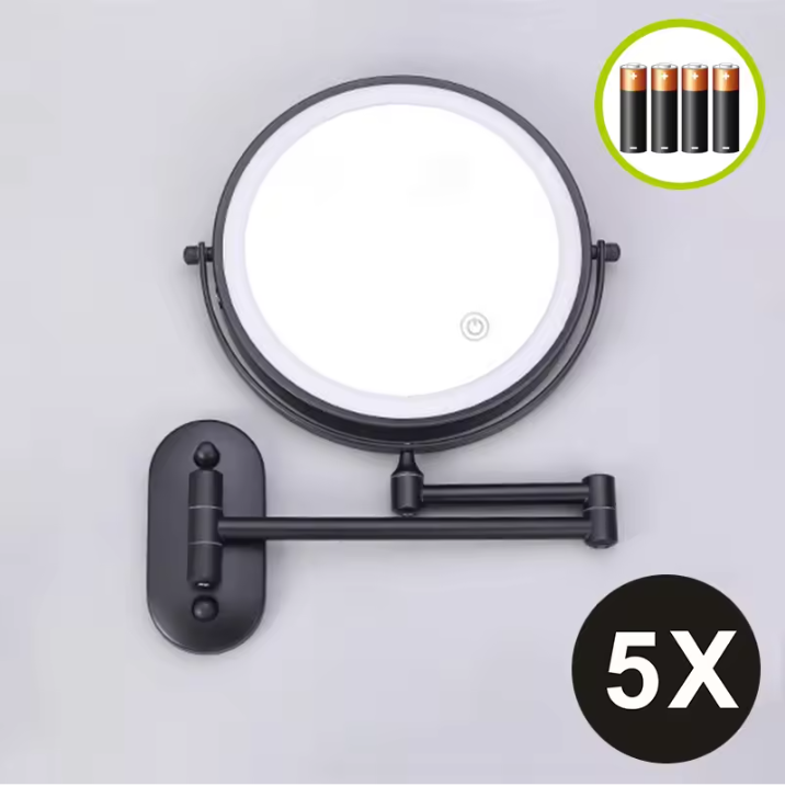 Wandgemonteerde Make-up Spiegel met Verlichting – 10x Vergrotende Badkamerspiegel