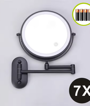 Wandgemonteerde Make-up Spiegel met Verlichting – 10x Vergrotende Badkamerspiegel