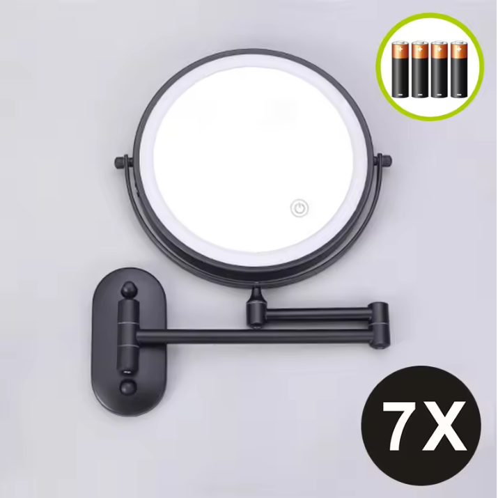 Wandgemonteerde Make-up Spiegel met Verlichting – 10x Vergrotende Badkamerspiegel