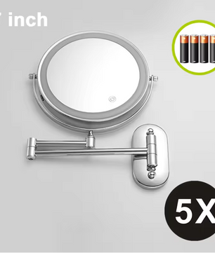 Wandgemonteerde Make-up Spiegel met Verlichting – 10x Vergrotende Badkamerspiegel