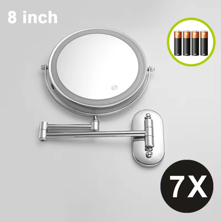 Wandgemonteerde Make-up Spiegel met Verlichting – 10x Vergrotende Badkamerspiegel