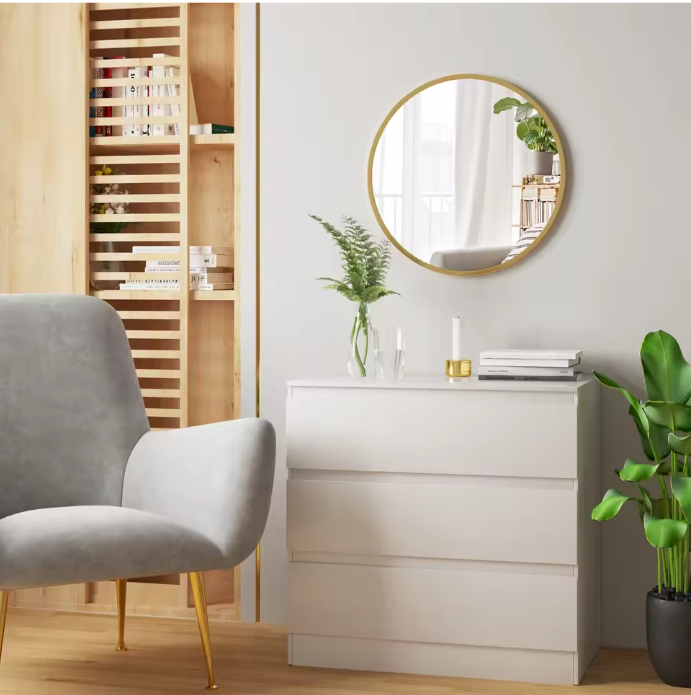 Ronde Wandspiegel met Metalen Frame – Moderne Spiegel voor Badkamer en Interieur