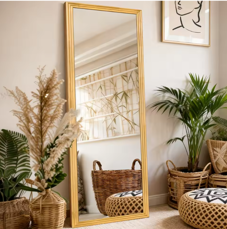 Rechthoekige Passpiegel met Massief Houten Frame – Volledig Lichaam Spiegel 160 × 50 cm