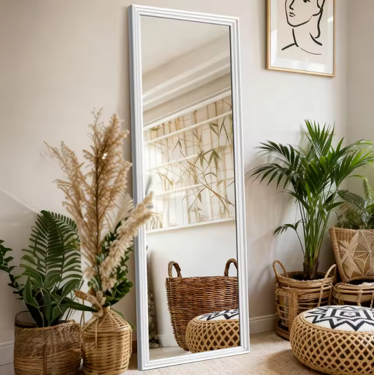 Rechthoekige Passpiegel met Massief Houten Frame – Volledig Lichaam Spiegel 160 × 50 cm