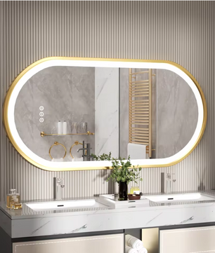 Ovale Badkamerspiegel met LED Verlichting – Anti-condens Make-up Spiegel met Dimbaar Licht