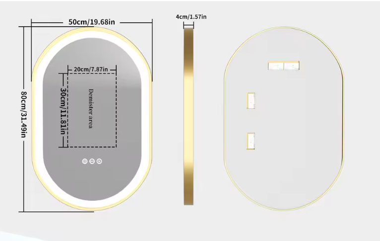 Ovale Badkamerspiegel met LED Verlichting – Anti-condens Make-up Spiegel met Dimbaar Licht