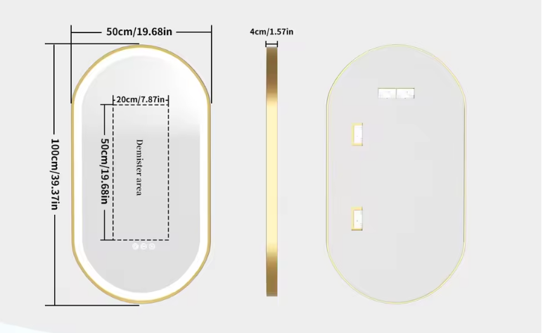 Ovale Badkamerspiegel met LED Verlichting – Anti-condens Make-up Spiegel met Dimbaar Licht