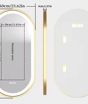Ovale Badkamerspiegel met LED Verlichting – Anti-condens Make-up Spiegel met Dimbaar Licht