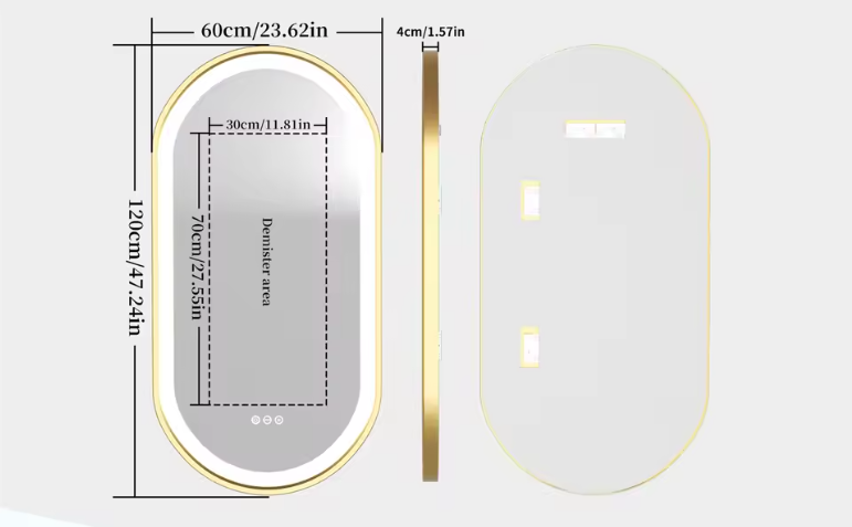 Ovale Badkamerspiegel met LED Verlichting – Anti-condens Make-up Spiegel met Dimbaar Licht