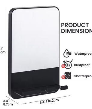 Fogvrije Douche Spiegel met Zuignap en Scheermeshouder – Wandspiegel voor Scheren