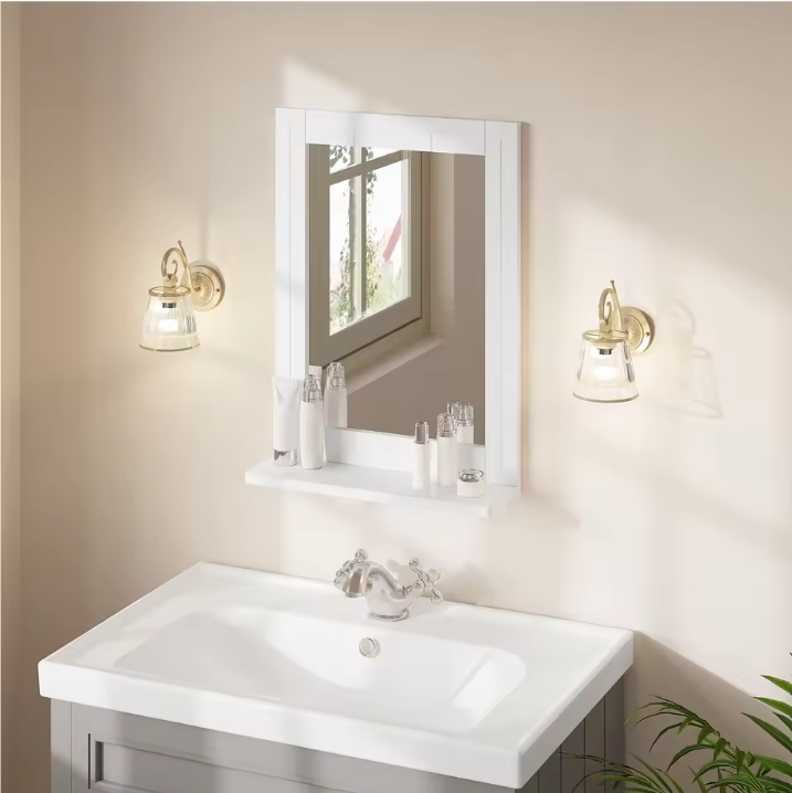 Rechthoekige Wandspiegel met Plank – Moderne Badkamerspiegel 40 × 55 cm