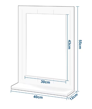 Rechthoekige Wandspiegel met Plank – Moderne Badkamerspiegel 40 × 55 cm