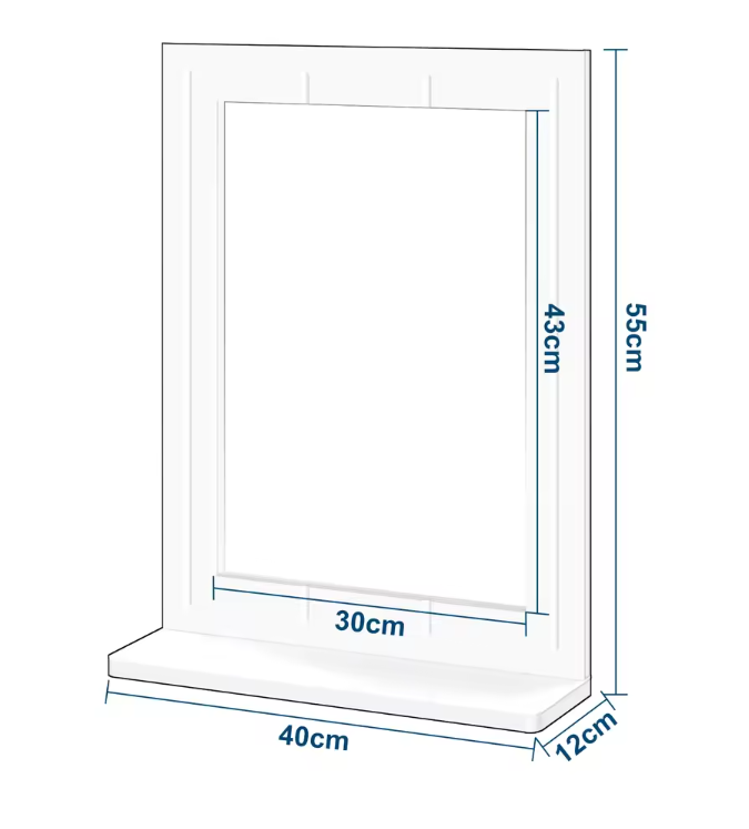 Rechthoekige Wandspiegel met Plank – Moderne Badkamerspiegel 40 × 55 cm