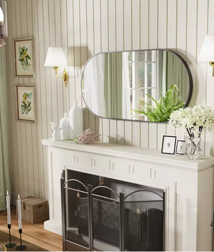 Ovale Wandspiegel met Zwart Metalen Frame – Moderne Spiegel voor Badkamer en Interieur