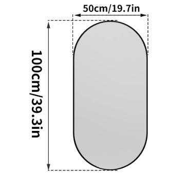 Ovale Wandspiegel met Zwart Metalen Frame – Moderne Spiegel voor Badkamer en Interieur