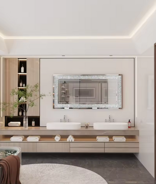 Glamour Wandspiegel met Kristallen Rand – Luxe Decoratieve Spiegel voor Interieur