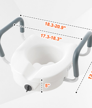 Verhoogde Toiletbril met Armleuningen 12,7 cm – Draaivergrendeling