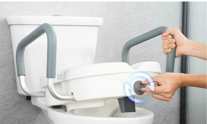 Verhoogde Toiletbril met Armleuningen 12,7 cm – Draaivergrendeling