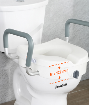 Verhoogde Toiletbril met Armleuningen 12,7 cm – Draaivergrendeling