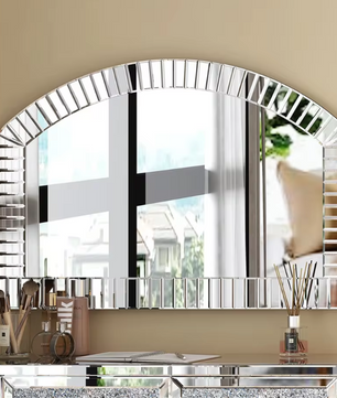 Grote Gebogen Wandspiegel 100 × 70 cm met Afgeschuind Glazen Frame